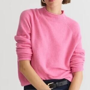 J.Crew Rollneck Sweater Pink Merino Wool Alpaca Supersoft Yarn Mock Neck XS